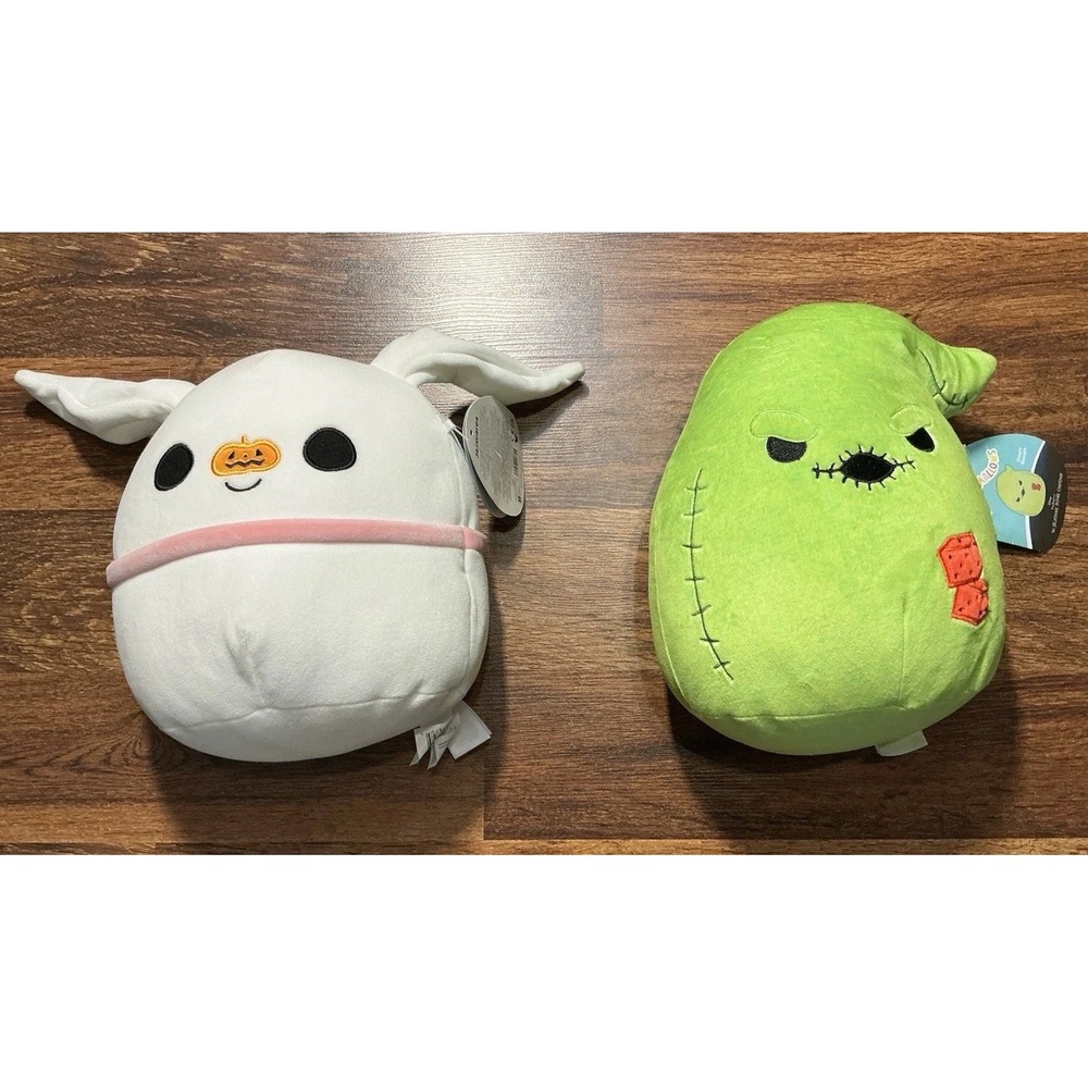 Pair Of Disney Plush SQUISHMALLOWS NBC Oogie Boogie 9" and Zero 8" NEW WITH TAGS